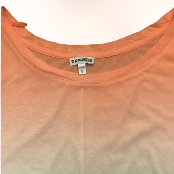 NWOT Express Bright & Beautiful Two Tone CORAL Dolman Top SZ XS - Picture 2 of 3
